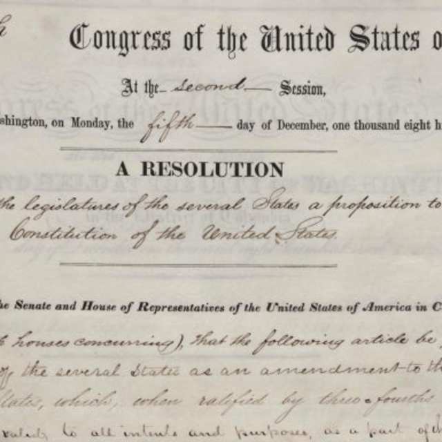 The 13th Amendment, bearing Lincoln's signature
