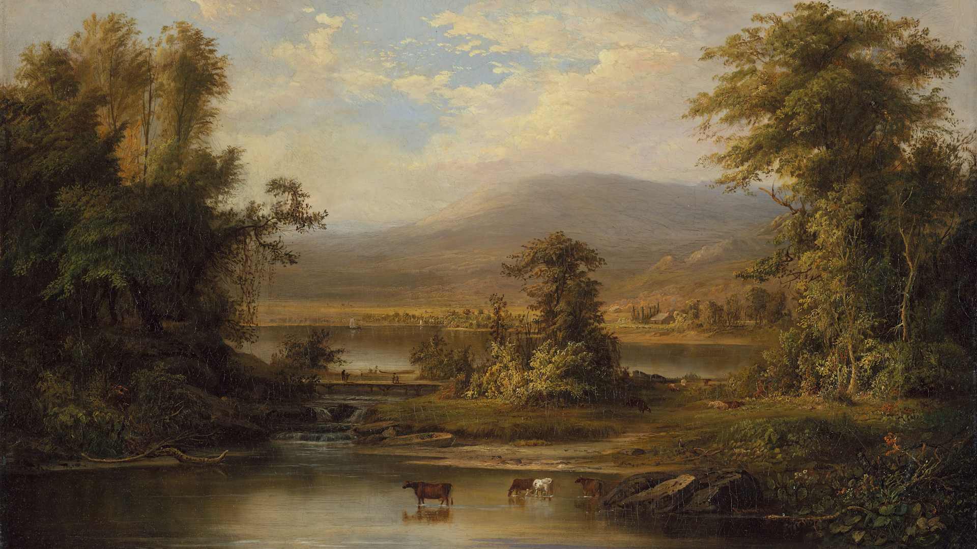 "Landscape with Cows Watering in a Stream," 1871. Artist Robert Seldon Duncanson.