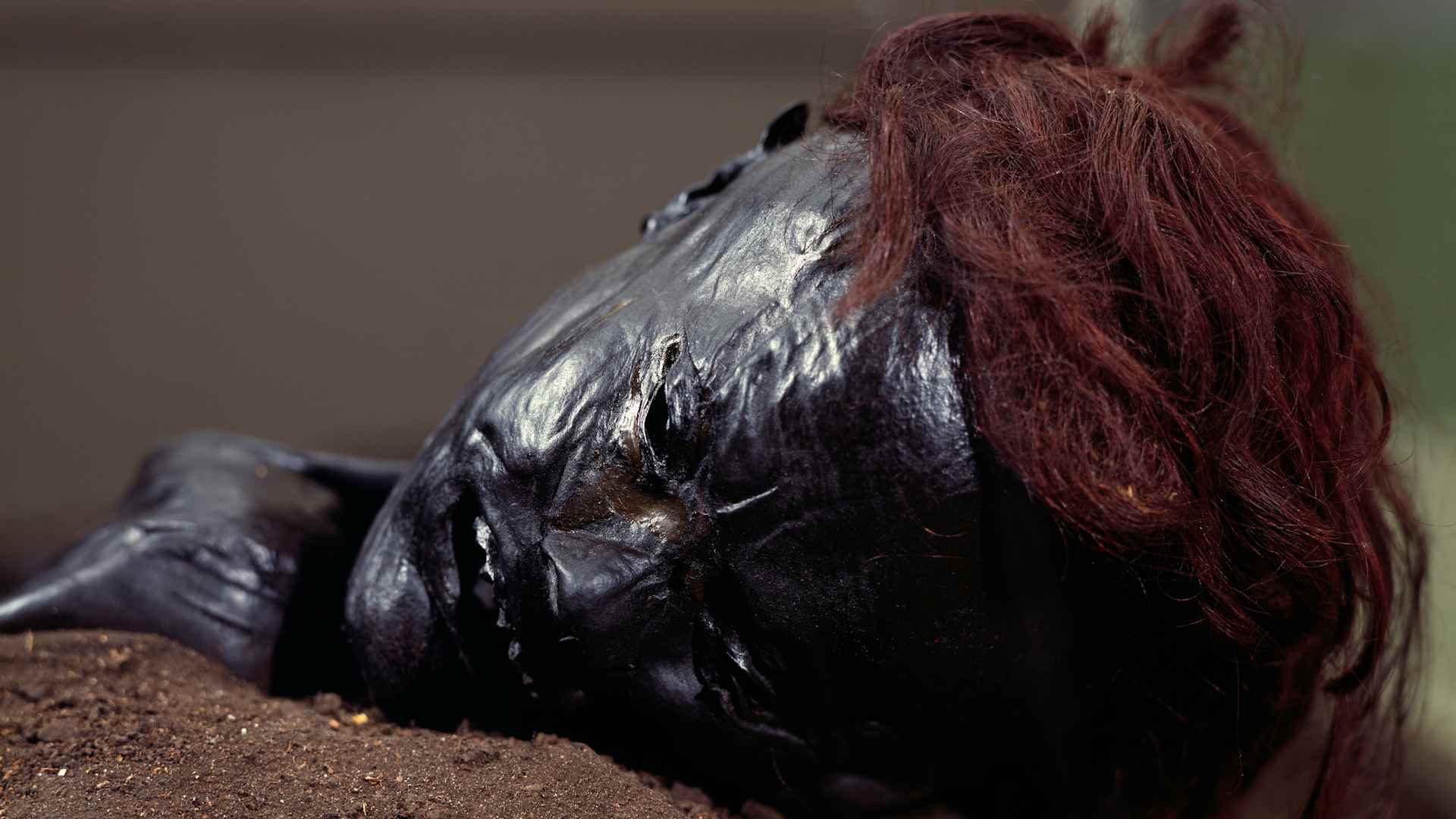 The head of Grauballe Man, bog body