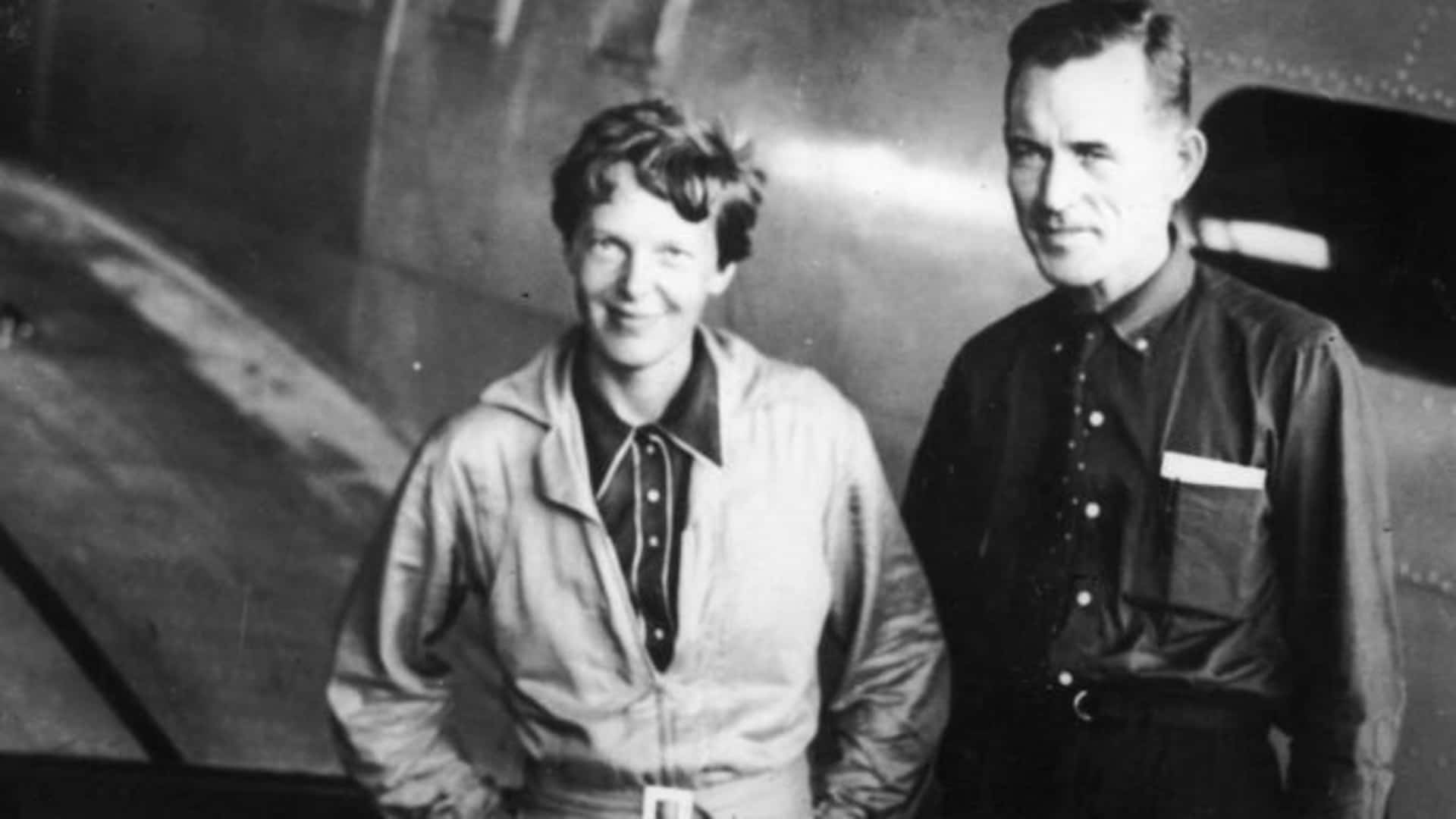 Fred Noonan with Amelia Earhart on June 11, 1937.