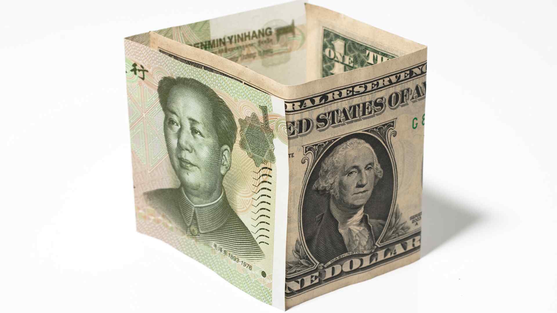 Chinese and U.S. currency.