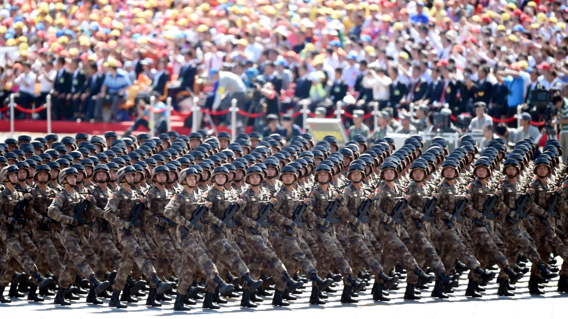 A military parade to mark the 70th anniversary of the victory of the Chinese People's War of Resistance Against Japanese Aggression and the World Anti-Fascist War, Beijing, China, 2015. (Credit: Xinhua/Wang Dingchang via Getty Images)