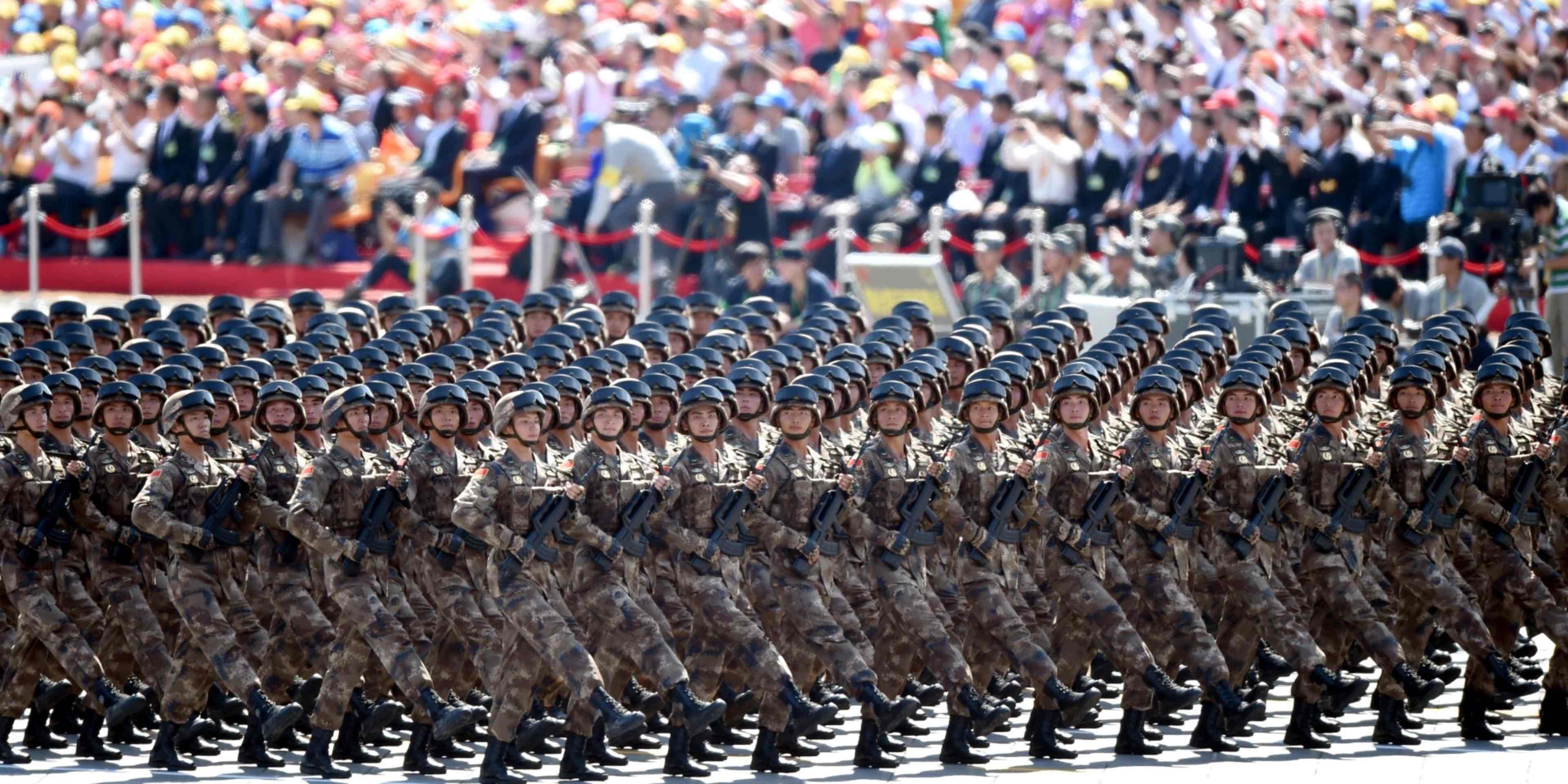 A military parade to mark the 70th anniversary of the victory of the Chinese People's War of Resistance Against Japanese Aggression and the World Anti-Fascist War, Beijing, China, 2015. (Credit: Xinhua/Wang Dingchang via Getty Images)