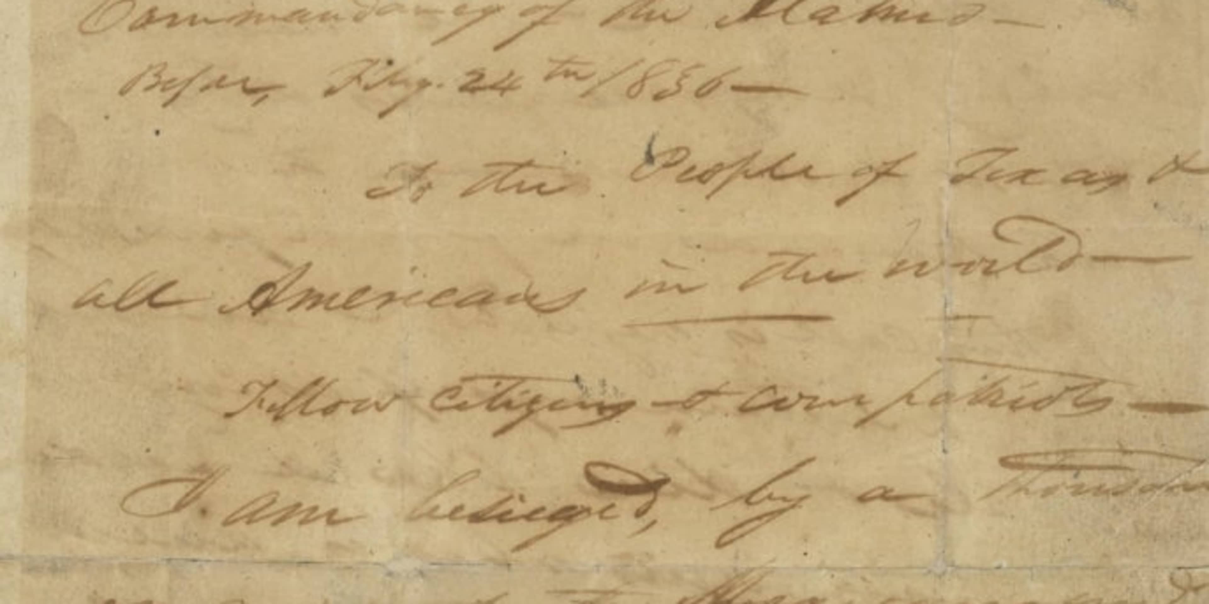William Travis' 18365 "Victory or Death" letter. 