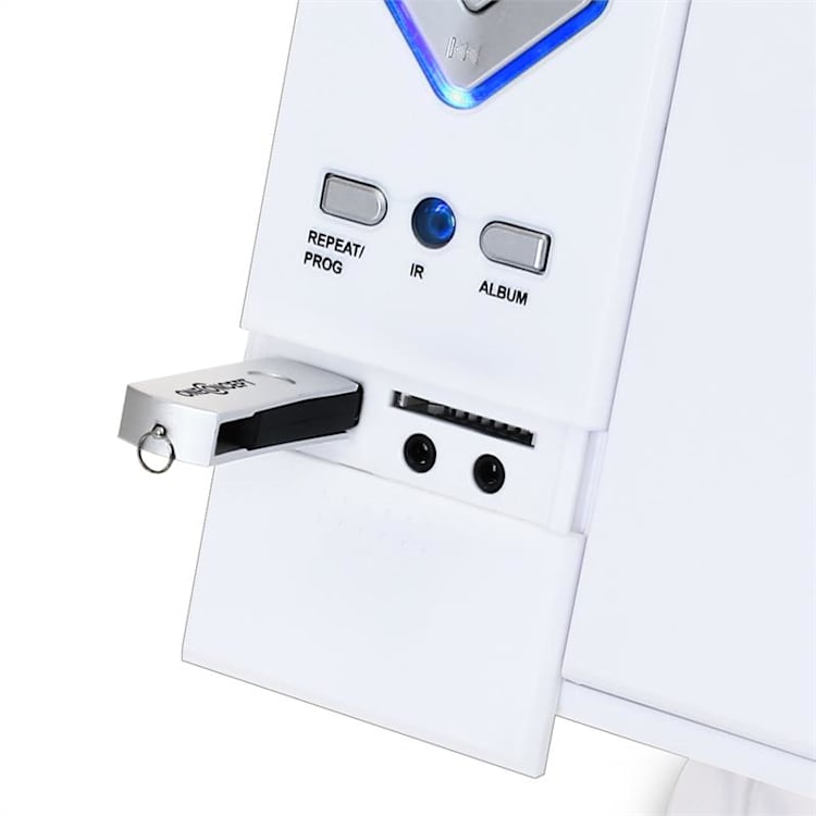 V-12 Stereo System MP3 CD Player USB SD AUX - White White