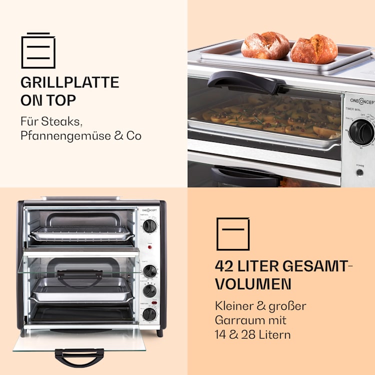 All-You-Can-Eat Doppel-Backofen Grillplatte 42 Liter 2350 Watt