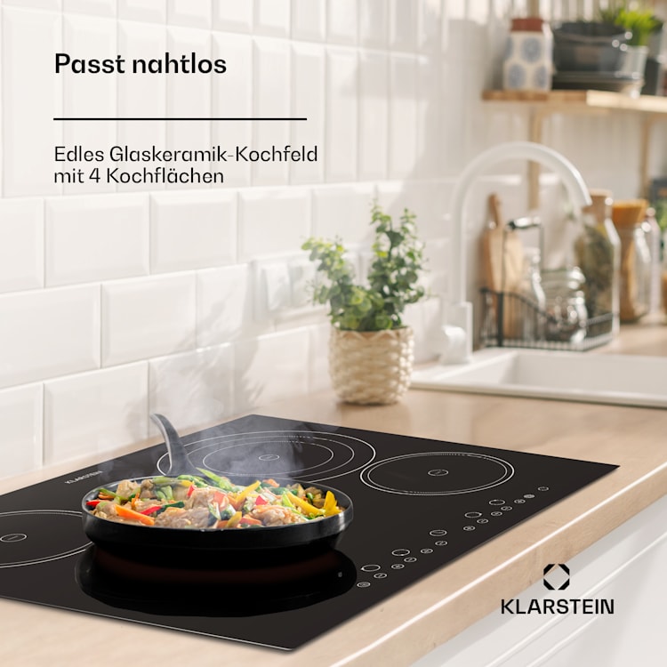 Virtuosa Keramikkochfeld Einbauherd 6500W 59x52cm 4 Zonen Glaskeramik