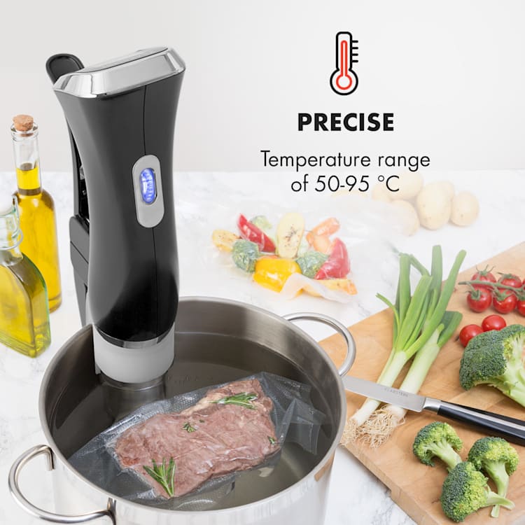 Quickstick Sous Vide -keitin | termostaatti: 50–95 °C 0,5 °C:n portaissa | kiertovesipumppu 20 litralle | ruostumaton teräs