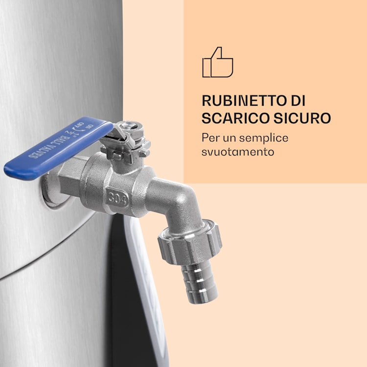 Mundschenk XXL - Caldaia di ammostamento, impianto per la produzione di birra, 3000 W, 50 l, acciaio inox 304 XXL | Argento metallizzato