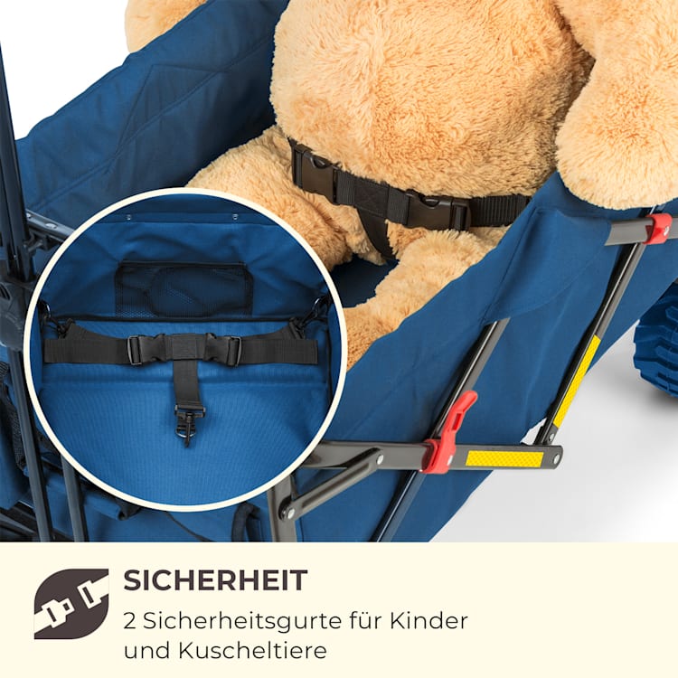 Easy Rider Bollerwagen bis 70kg Teleskopstange zusammenklappbar blau Ozeanblau
