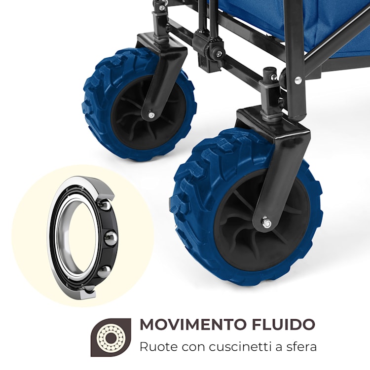 Easy Rider Carretto max. 70kg Asta Telescopica Pieghevole blu Blue Ocean