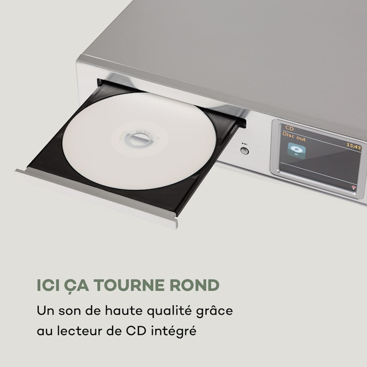 iTuner CD HiFi-receiver internet/DAB+/ FM radio CD speler WiFi zilver Zilver Metallic