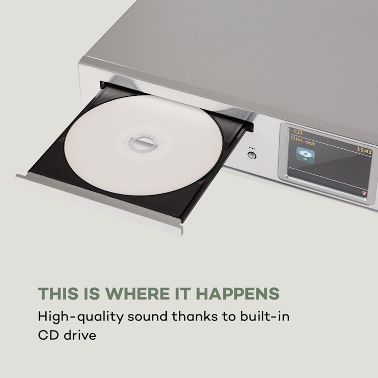 iTuner CD, HiFi prijemnik, Internet/DAB+/ FM Radio CD-Player WiFi, srebrna boja Srebrna metalik