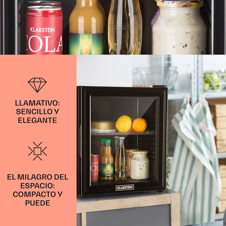 Mini frigorífico Brooklyn 24 puerta de cristal estante LED 24 L | Negro