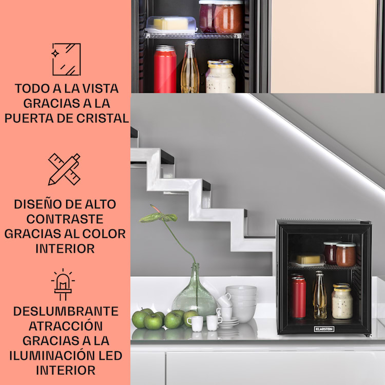 Mini frigorífico Brooklyn 32 puerta de cristal estante LED 30 L | Negro