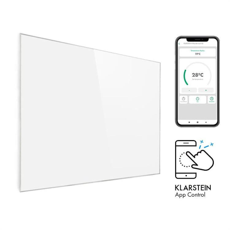 Wonderwall Smart, panel grzewczy na podczerwień, grzejnik, 100 x 120 W, 1200 W, programator czasowy, IP24, biały 1200 W | Biały