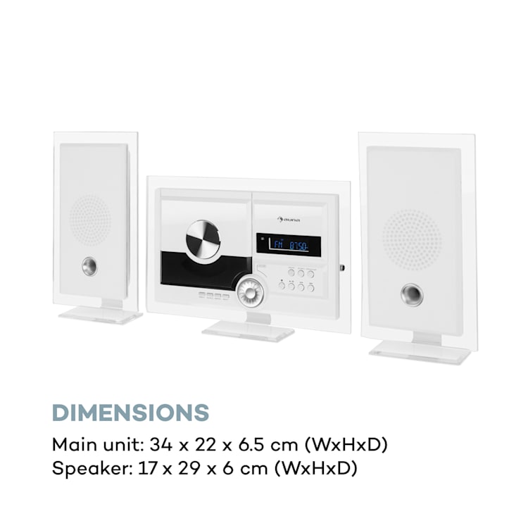 Stereo Sonic DAB + Stereo System, DAB +, CD Player, USB, BT, White White