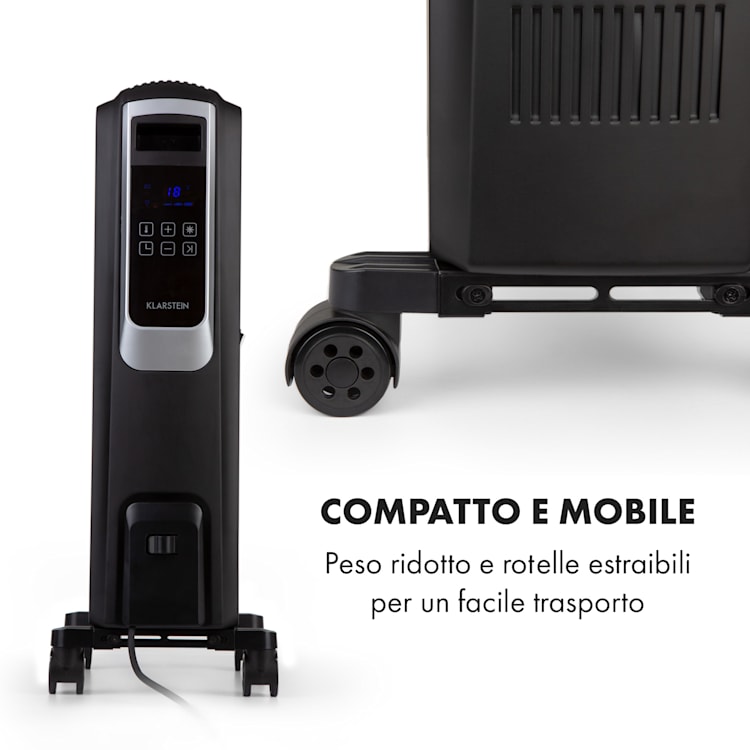 Thermaxx Noir radiatore a olio 2500W 10-30° C timer telecomando nero