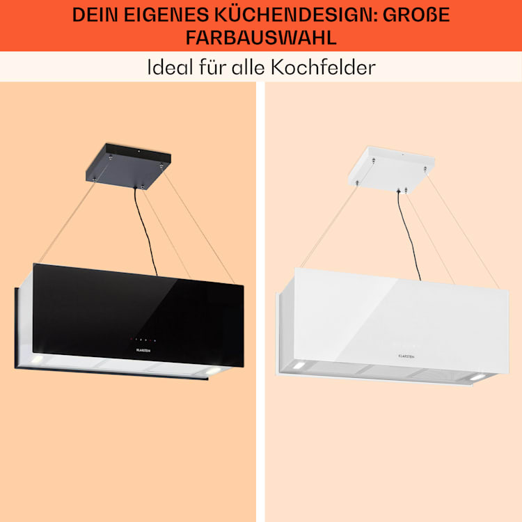 Kronleuchter XL Inselabzugshaube 90cm Umluft 590m³/h LED Touch weiß Weiß