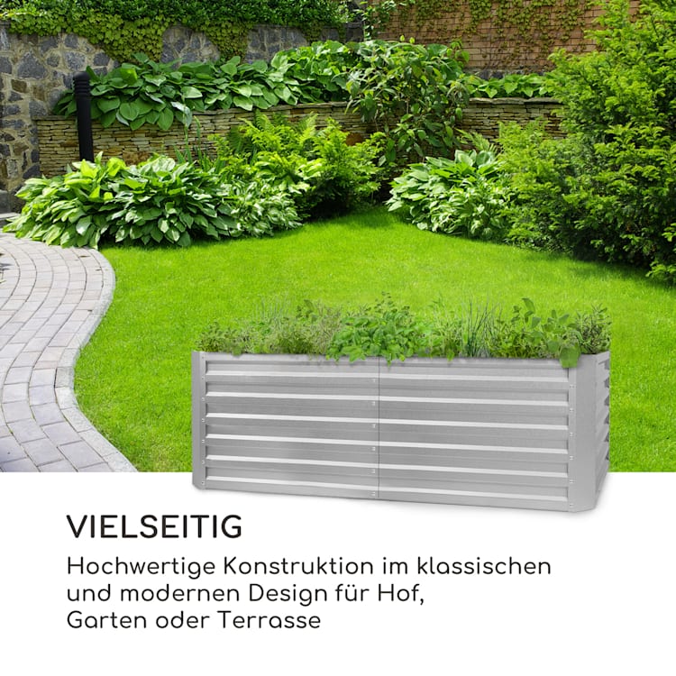 High Grow Straight Hochbeet 200x60x100cm 1200l Stahl 200 x 60 x 100 cm | Silber-Metallic