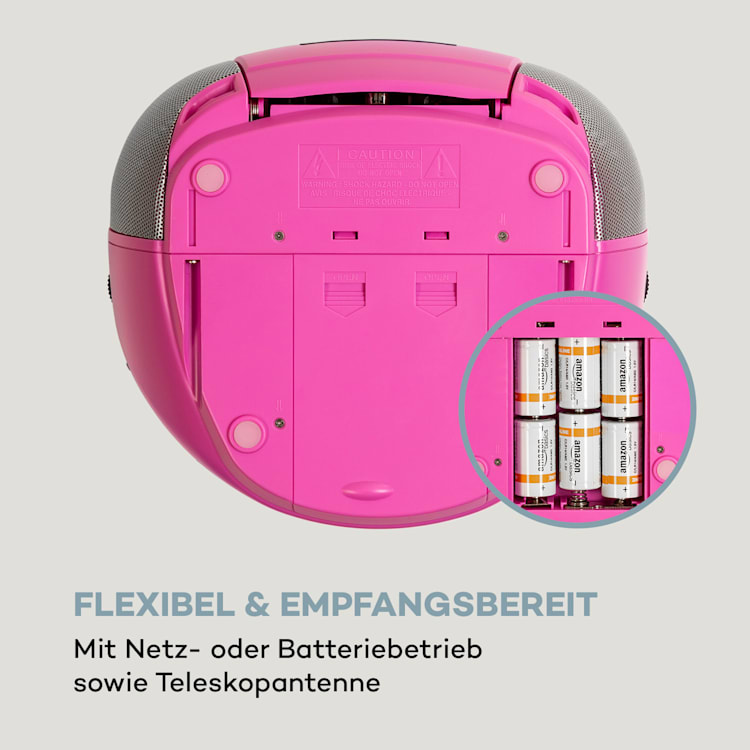 Harper, boombox, lettore CD, Bluetooth, cassetta, FM, AUX, USB Fucsia