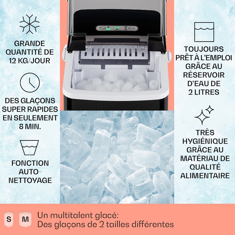Arctic Porter Machine à glaçons sphériques 12kg/24h inox Noir
