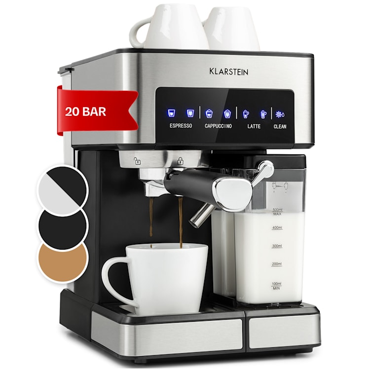 Arabica Comfort portafilter machine 1350W 20 Bar 1.8 l Touch Control Panel Silver Metallic