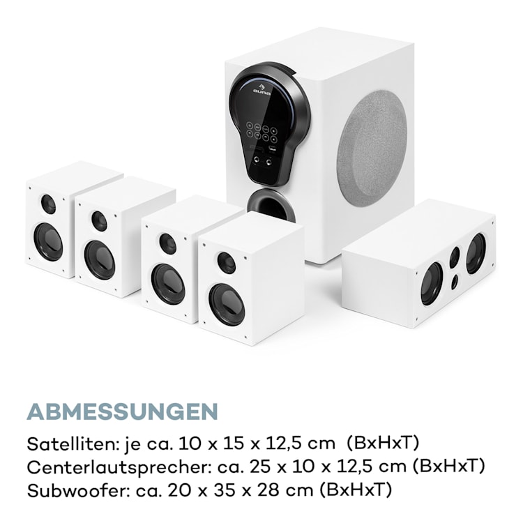 Areal 525 DG Système Surround 5.1 125W RMS Opt-In BT USB SD AUX Télécommande Blanc