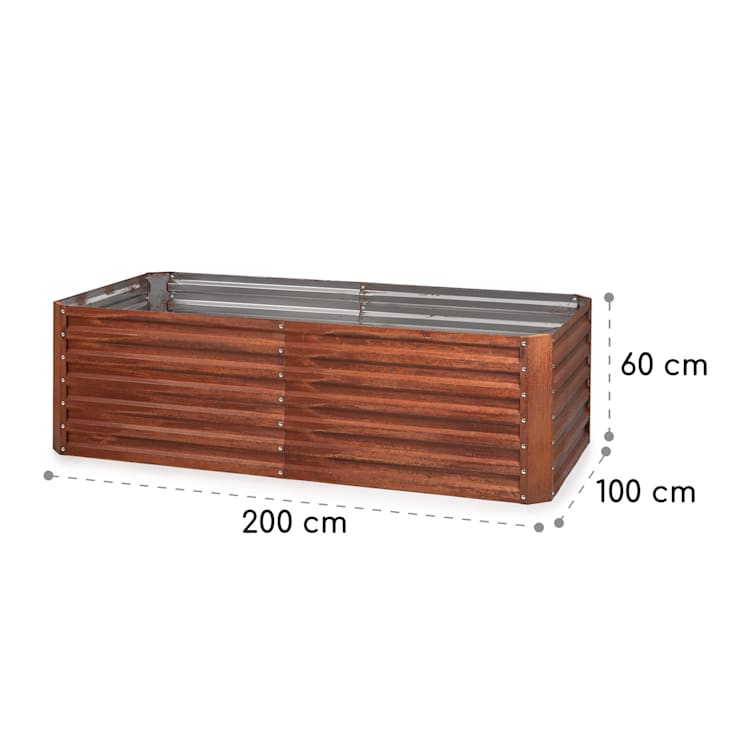 Rust Grow Hochbeet Gartenbeet verzinktes Stahlblech Rost-Finish 200 x 100 x 60 cm