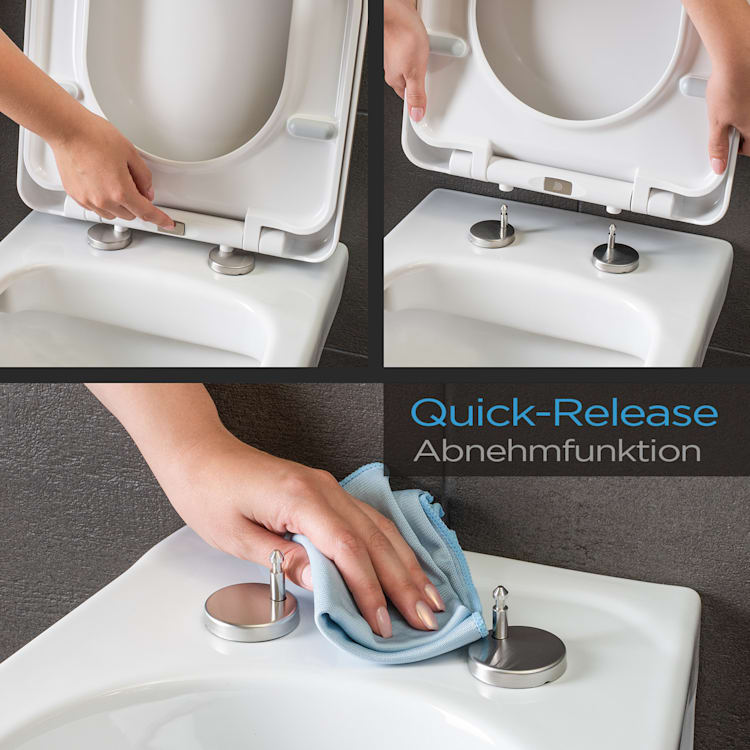 Dombach Senzano - Abattant WC avec Frein de Chute - Siège de Toilette Antibactérien - Forme en D - Premium