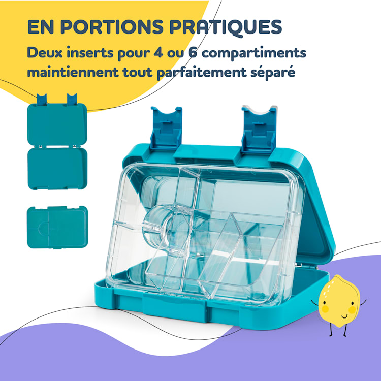 Lunchbox schmatzfatz junior 6 compartiments 21,3 x 15 x 4,5 cm Bleu Pétrole