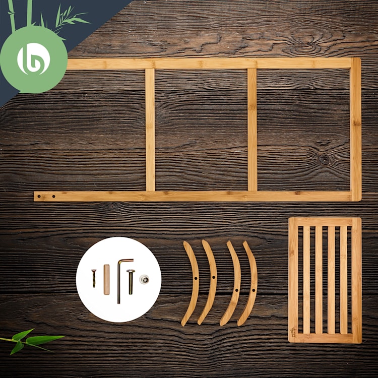 Towel holder 3-fold towel rail 40 x 104.5 x 27 cm ladder look bamboo
