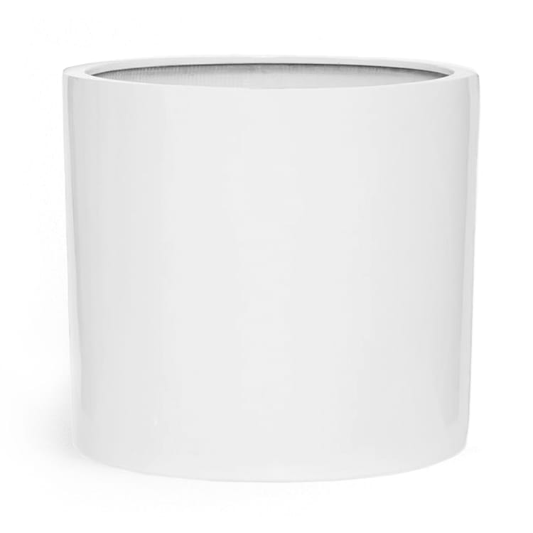 Planter Cachepot Fibre Stone In/Outdoor L (Ø 30,48 cm) | White shiny