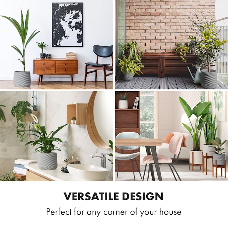 Heusden handmade flower pot made of plant-friendly polystone. M (Ø 25,4 cm) | Mid Gray