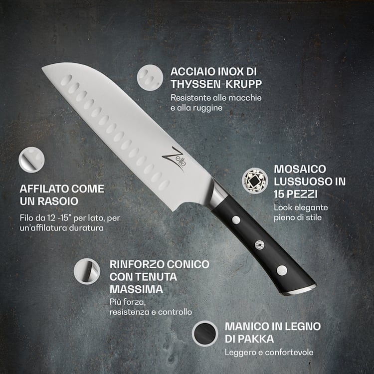 Razor-Edge Serie 7" coltello Santoku 59 HRC acciaio Santoku knife