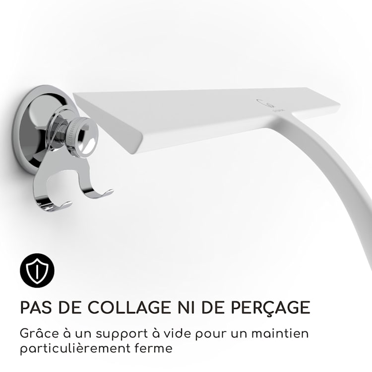 Raclette de douche Blaze 28 cm Couverture en silicone Noyau en acier inoxydable Design moderne Blanc
