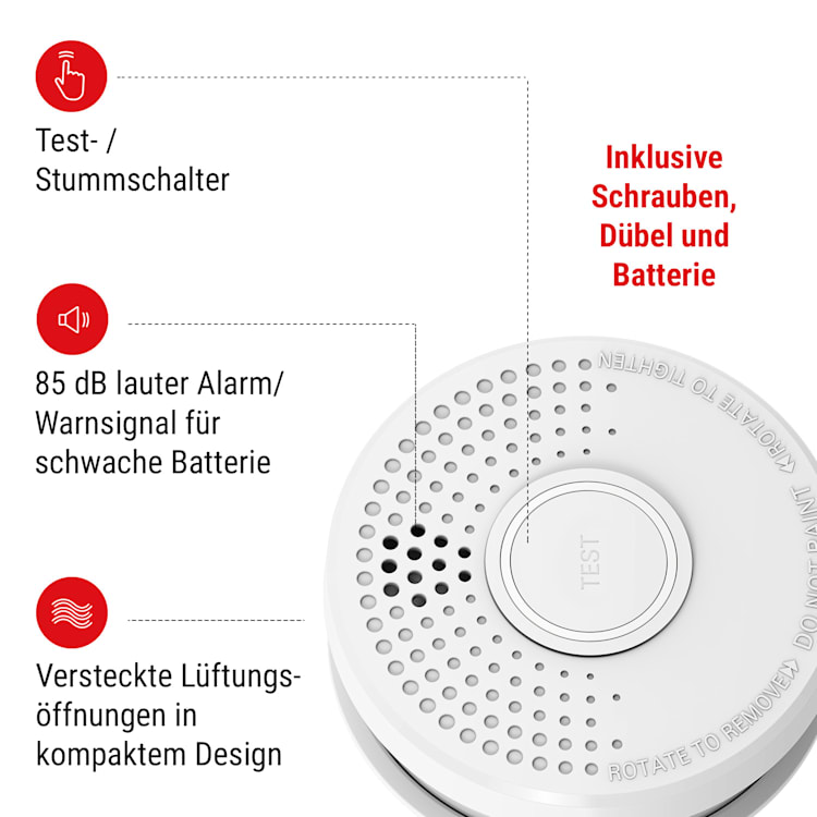 Rauchmelder DOF39 mit Magnetic Mount Magnethalterung im Set 2er-Set