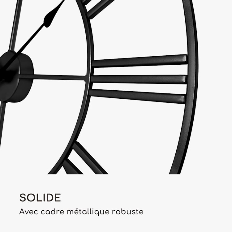 Queensway 60 Horloge murale cadre métallique silencieux Ø 60 cm Noir