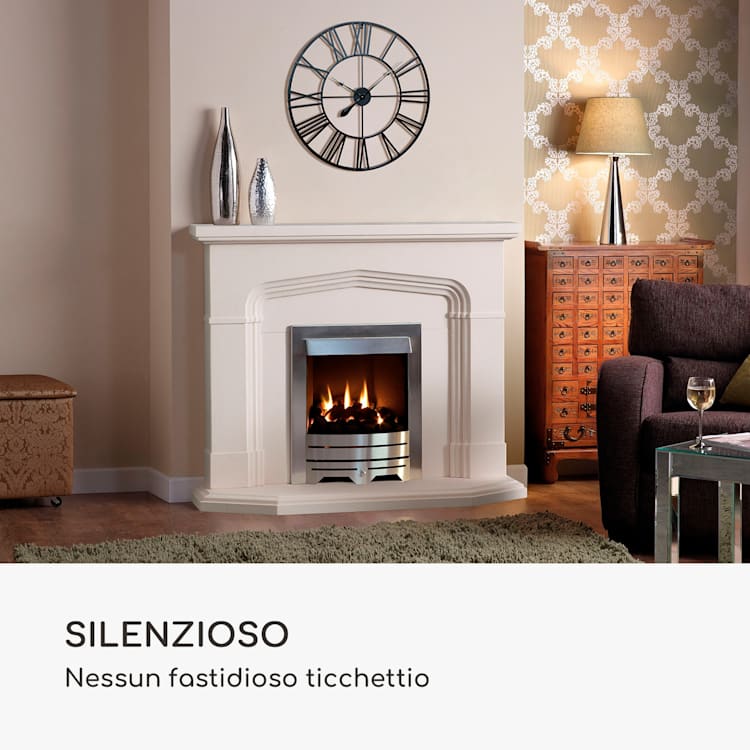 Queensway 60 - Orologio da parete, telaio in metallo, silenzioso, Ø 60 cm Nero