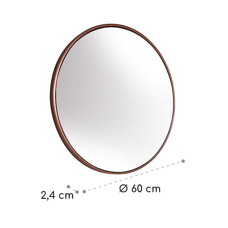 Fournier specchio da parete, cornice in metallo, rotondo, 58,8 x 58,8 cm Oro Rosa