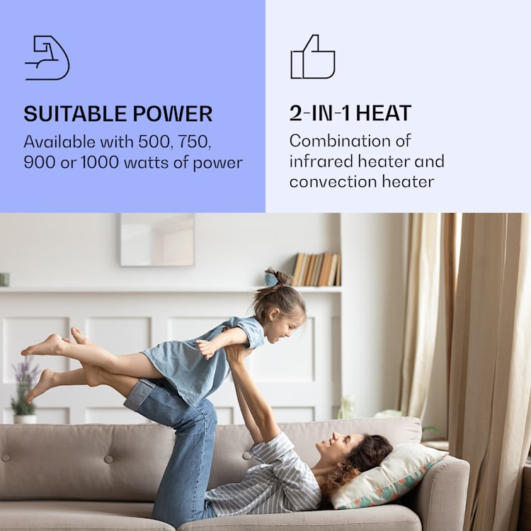La Palma 500, infračervený ohřívač 2 v 1, smart, 60 x 60 cm, 500 W, zrcadlová přední strana 500 W (60 x 60 cm) | Stříbrná metalíza
