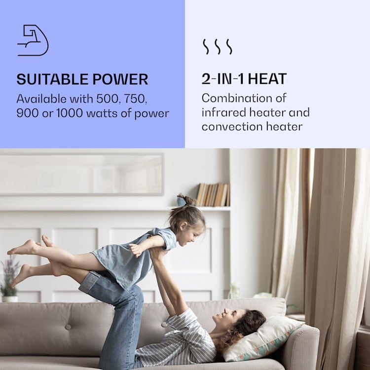 La Palma 900 smart, infravörös hősugárzó, 40 x 160 cm, 900 W, tükörállvány 900 W (40 x 160 cm) | Tükrözött üveg