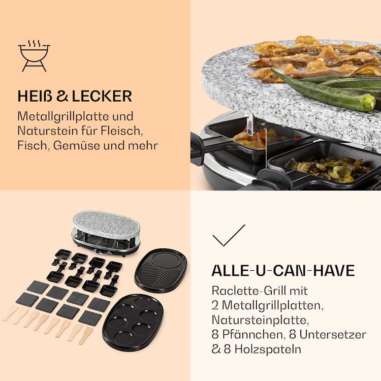 Raclette All-U-Can-Grill Griglia raclette con accessori 4-in-1 per 8 persone