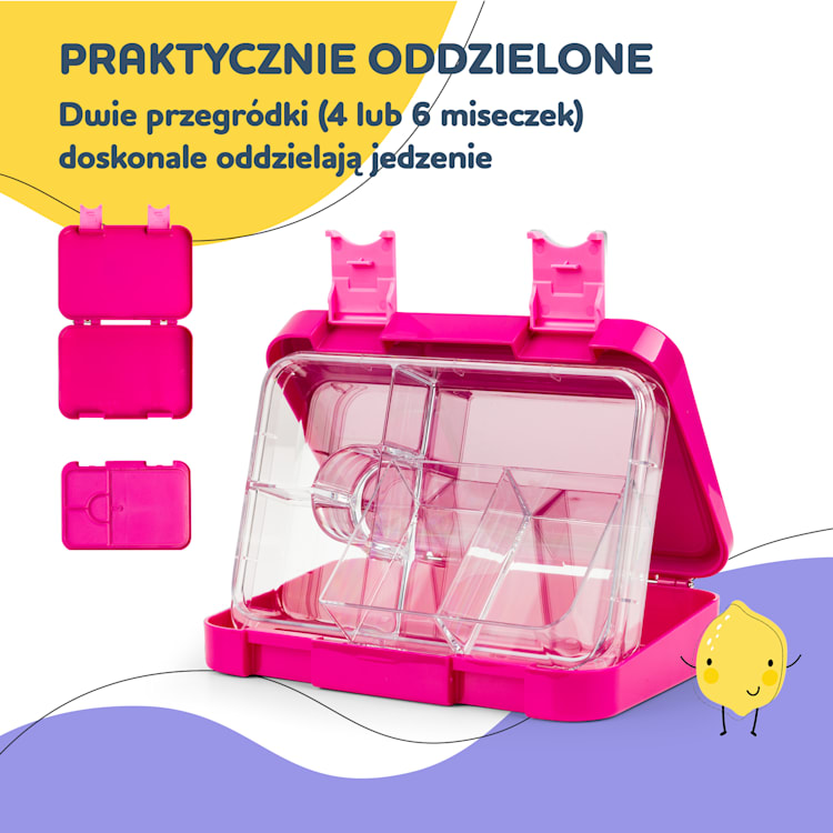 junior Lunchbox, 6 przegródek, 21,3 x 15 x 4,5 cm , bez BPA Purple Sun