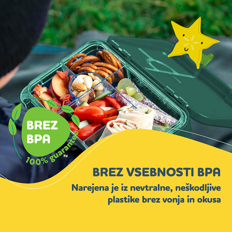 junior Lunchbox, 6 predelkov, 21,3 x 15 x 4,5 cm , brez BPA Golf zelena