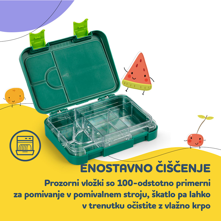 junior Lunchbox, 6 predelkov, 21,3 x 15 x 4,5 cm , brez BPA Golf zelena