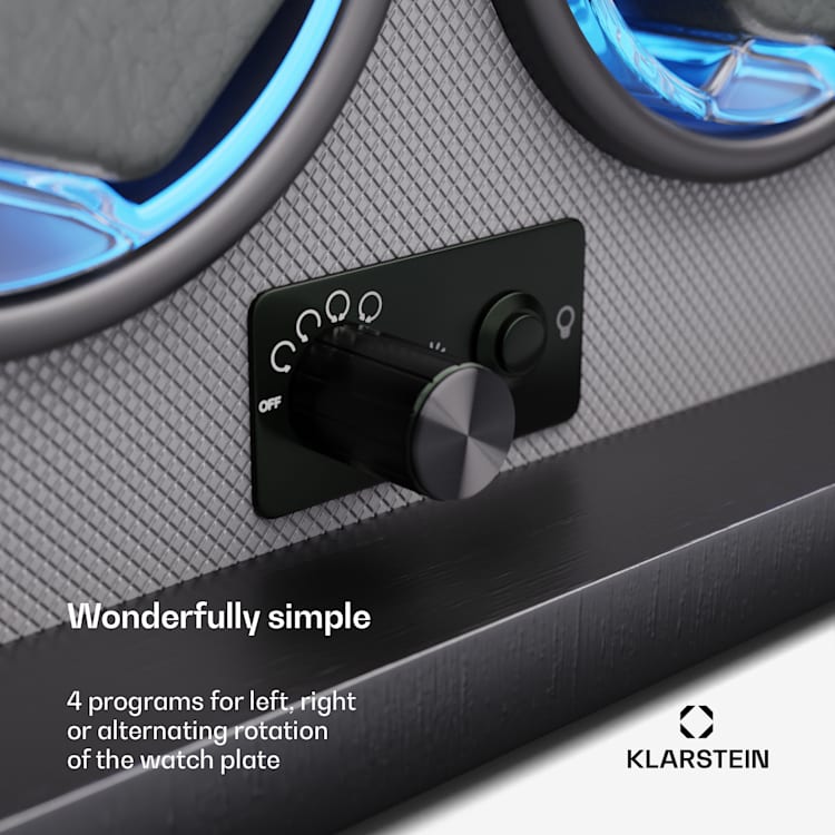 Brienz 4 watch winder, 4 watches, 4 modes, wood look, blue interior lighting 4 watches | Black