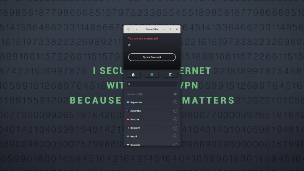 Image of the Proton VPN Linux app