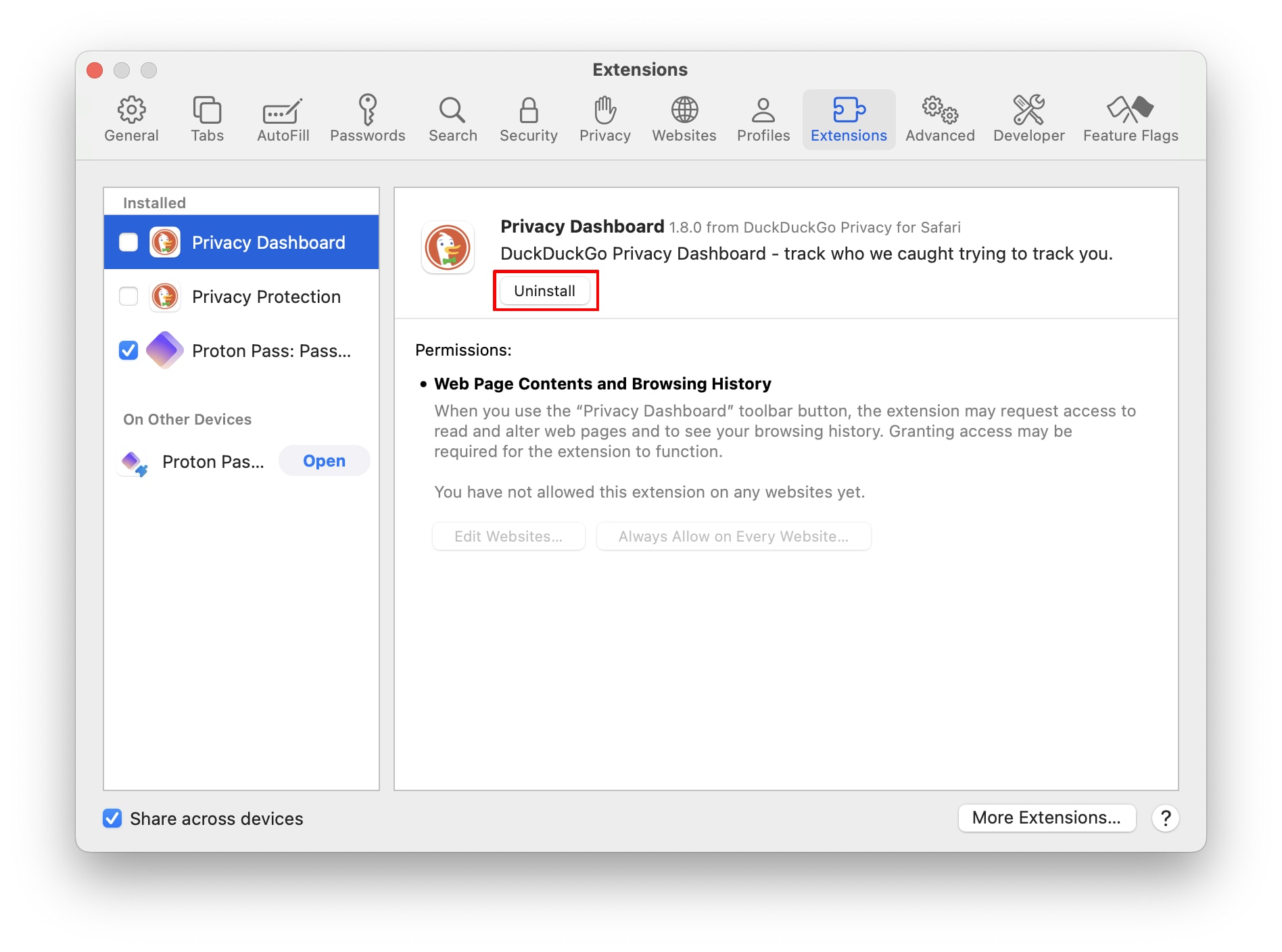 How to remove browser extensions on Safari