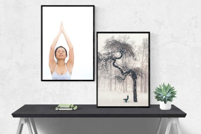 A desk with picture frames A desk with picture frames